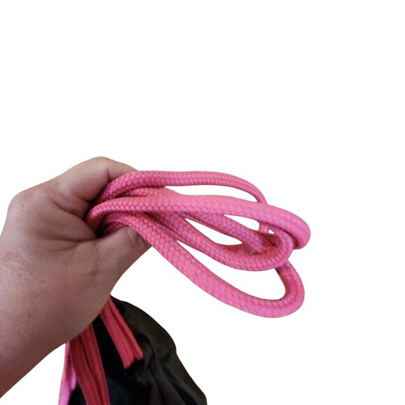 Adidas Gym Sack Drawstring Bag Pink Ropes Black W/ Blue Stripes & Mesh Pockets P - Picture 4 of 6